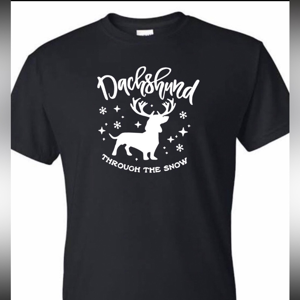 Black Dachshund  Christmas Graphic T-Shirt